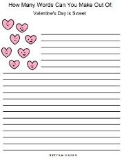 Valentine's Day Word Mining Hearts Sweet